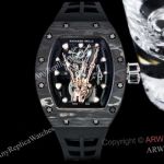 Swiss Copy Richard Mille RM66 Flying Tourbillon Watch Carbon TPT Black Rubber Watch